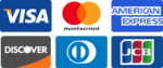 Accepted cards: Visa, Mastercard, American Express, Discover, Diners Club, JCB